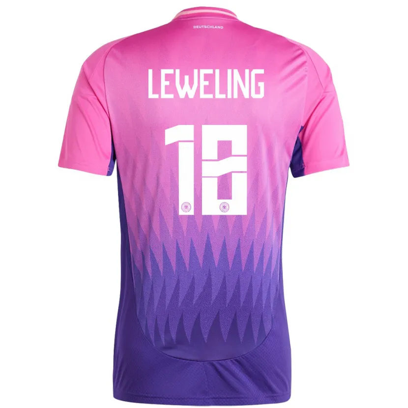 Danxen Børn Tyskland Jamie Leweling #18 Pink Lilla Udebane Spillertrøjer 24-26 Trøje T-Shirt