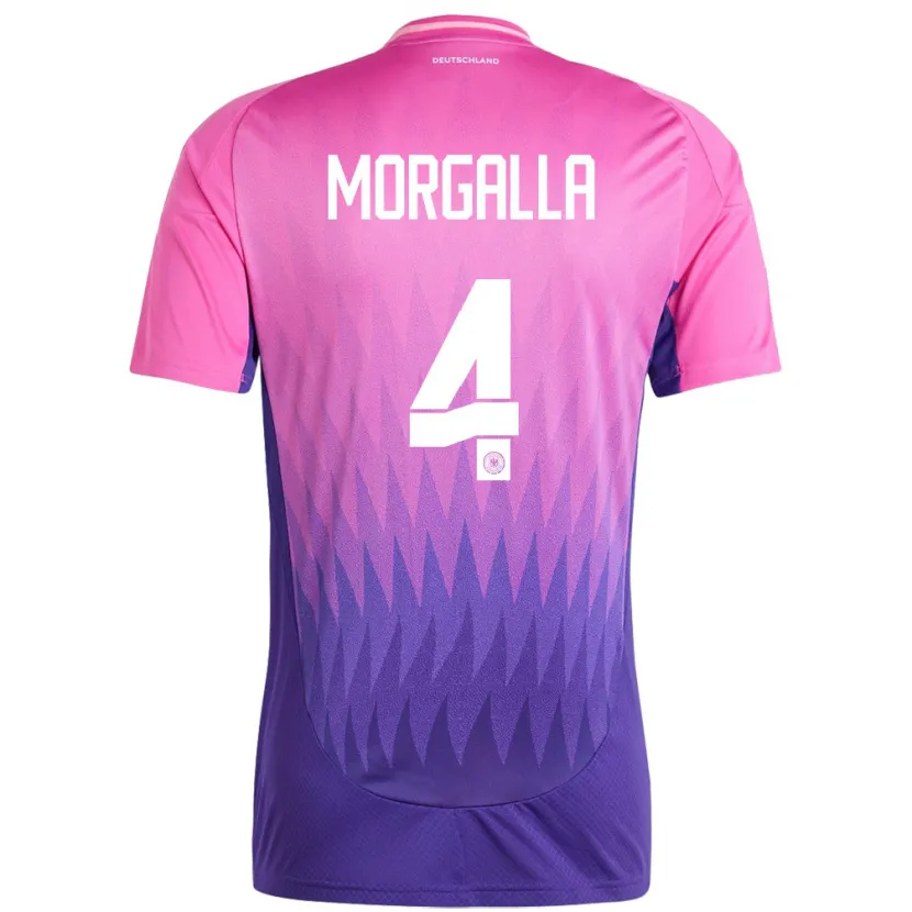 Danxen Børn Tyskland Leandro Morgalla #4 Pink Lilla Udebane Spillertrøjer 24-26 Trøje T-Shirt