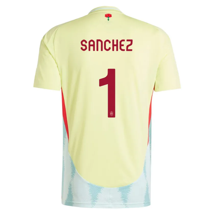 Danxen Børn Spanien Robert Sanchez #1 Gul Udebane Spillertrøjer 24-26 Trøje T-Shirt