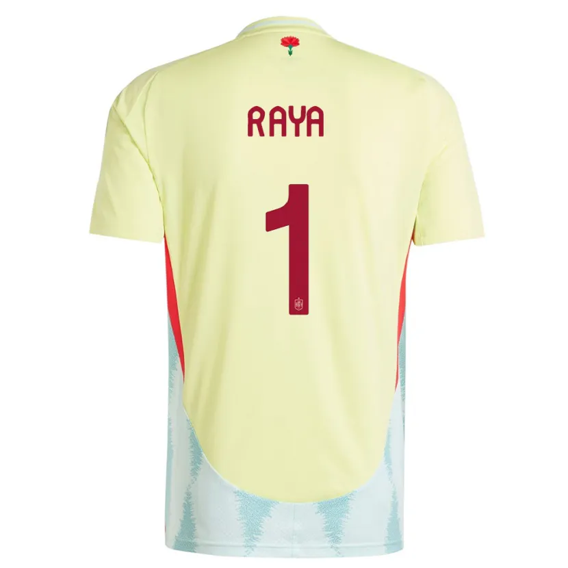 Danxen Børn Spanien David Raya #1 Gul Udebane Spillertrøjer 24-26 Trøje T-Shirt