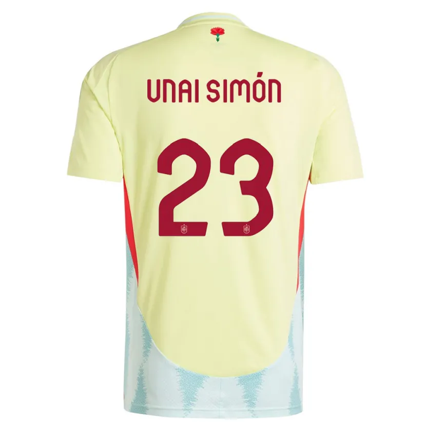 Danxen Børn Spanien Unai Simon #23 Gul Udebane Spillertrøjer 24-26 Trøje T-Shirt