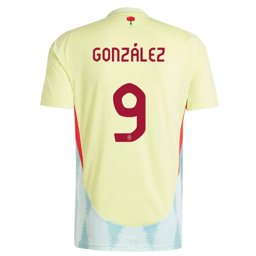 Danxen Børn Spanien Esther Gonzalez #9 Gul Udebane Spillertrøjer 24-26 Trøje T-Shirt