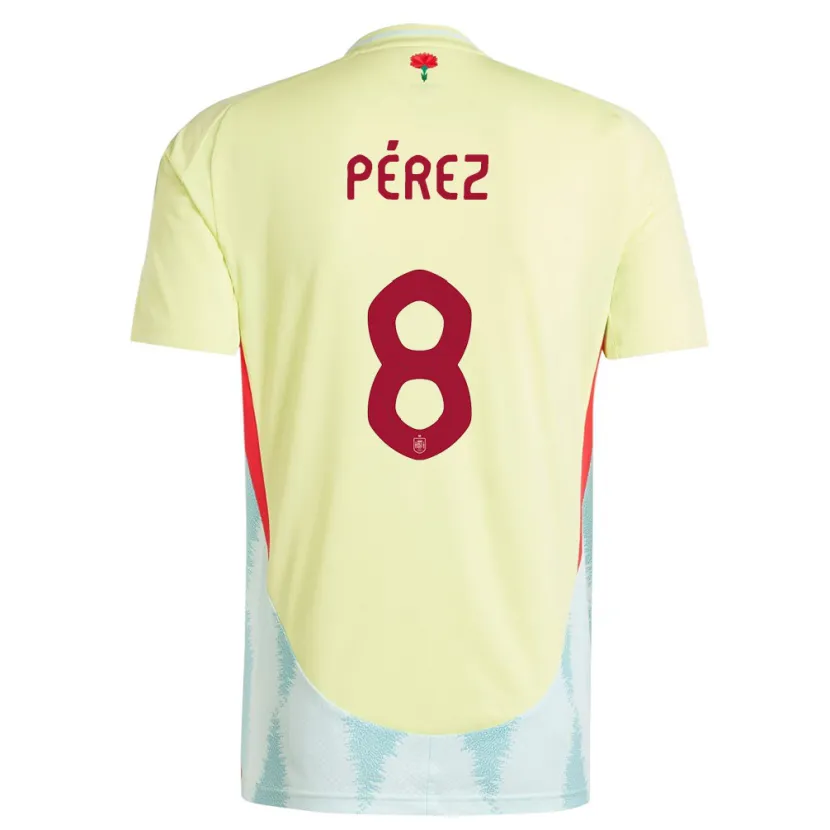 Danxen Børn Spanien Dani Perez #8 Gul Udebane Spillertrøjer 24-26 Trøje T-Shirt