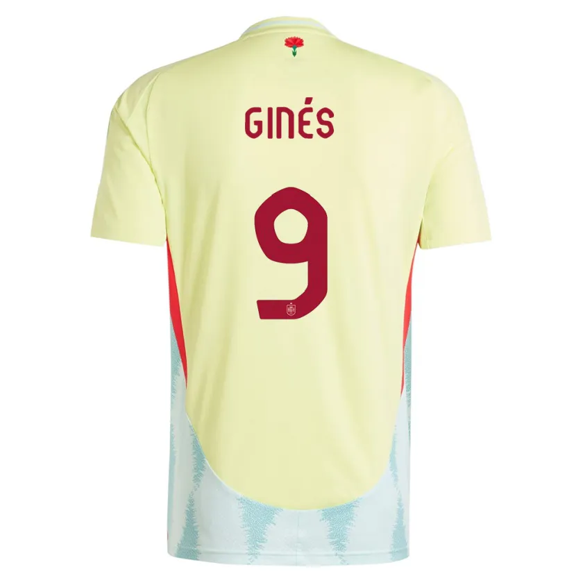 Danxen Børn Spanien Alvaro Gines #9 Gul Udebane Spillertrøjer 24-26 Trøje T-Shirt