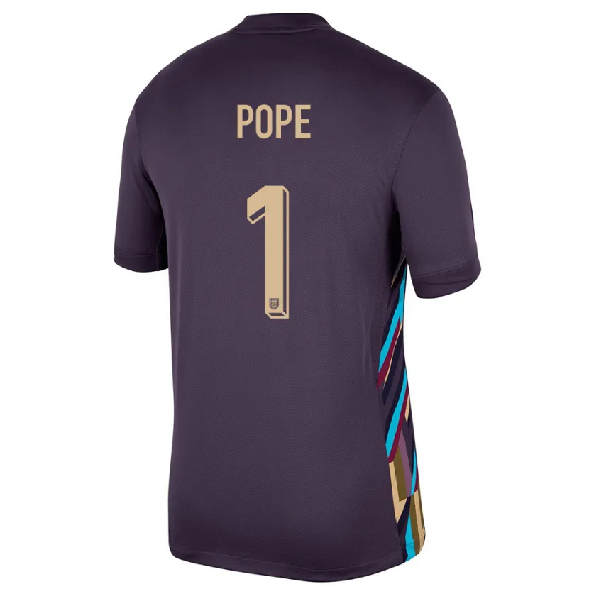 Danxen Børn England Nick Pope #1 Mørk Rosin Udebane Spillertrøjer 24-26 Trøje T-Shirt