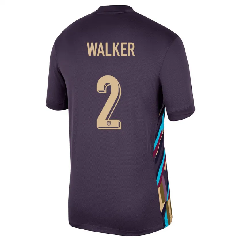 Danxen Børn England Kyle Walker #2 Mørk Rosin Udebane Spillertrøjer 24-26 Trøje T-Shirt