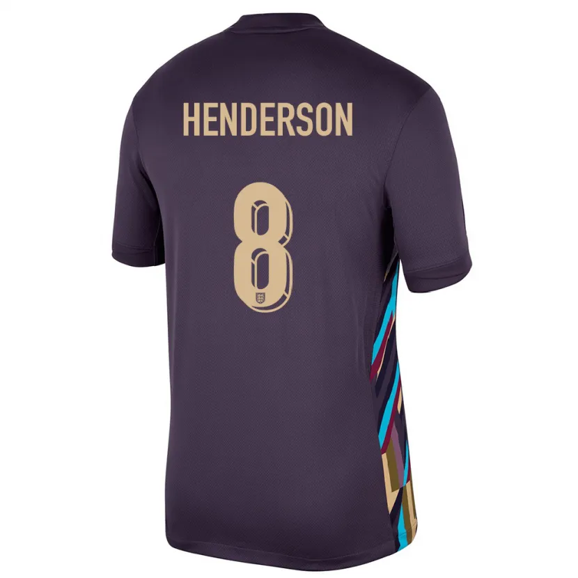 Danxen Børn England Jordan Henderson #8 Mørk Rosin Udebane Spillertrøjer 24-26 Trøje T-Shirt