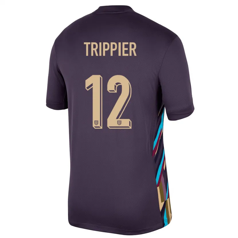 Danxen Børn England Kieran Trippier #12 Mørk Rosin Udebane Spillertrøjer 24-26 Trøje T-Shirt