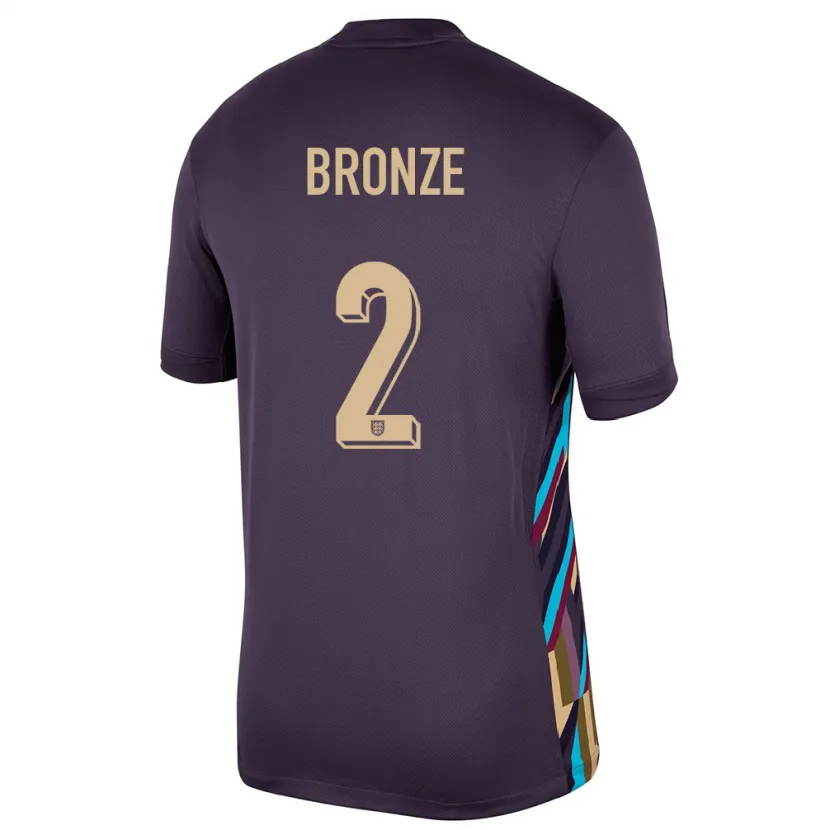 Danxen Børn England Lucy Bronze #2 Mørk Rosin Udebane Spillertrøjer 24-26 Trøje T-Shirt