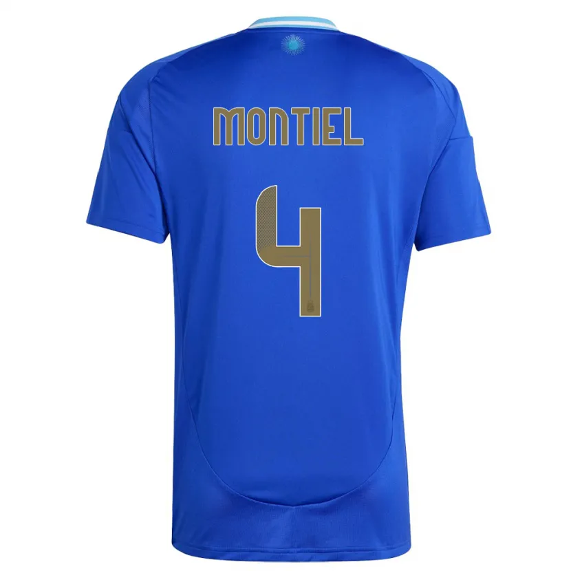 Danxen Børn Argentina Gonzalo Montiel #4 Blå Udebane Spillertrøjer 24-26 Trøje T-Shirt