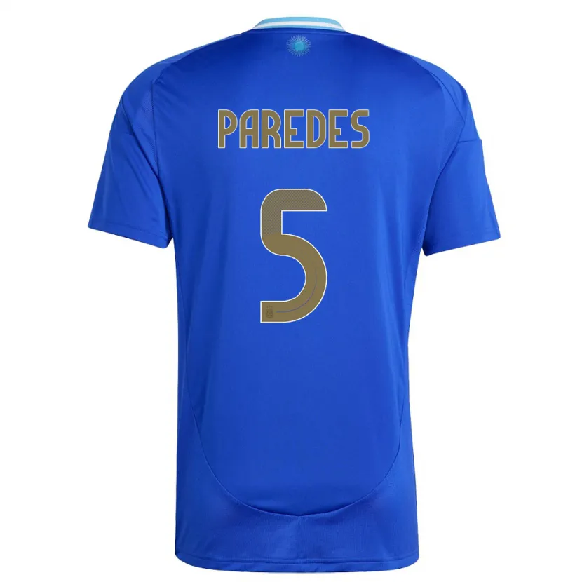 Danxen Børn Argentina Leandro Paredes #5 Blå Udebane Spillertrøjer 24-26 Trøje T-Shirt