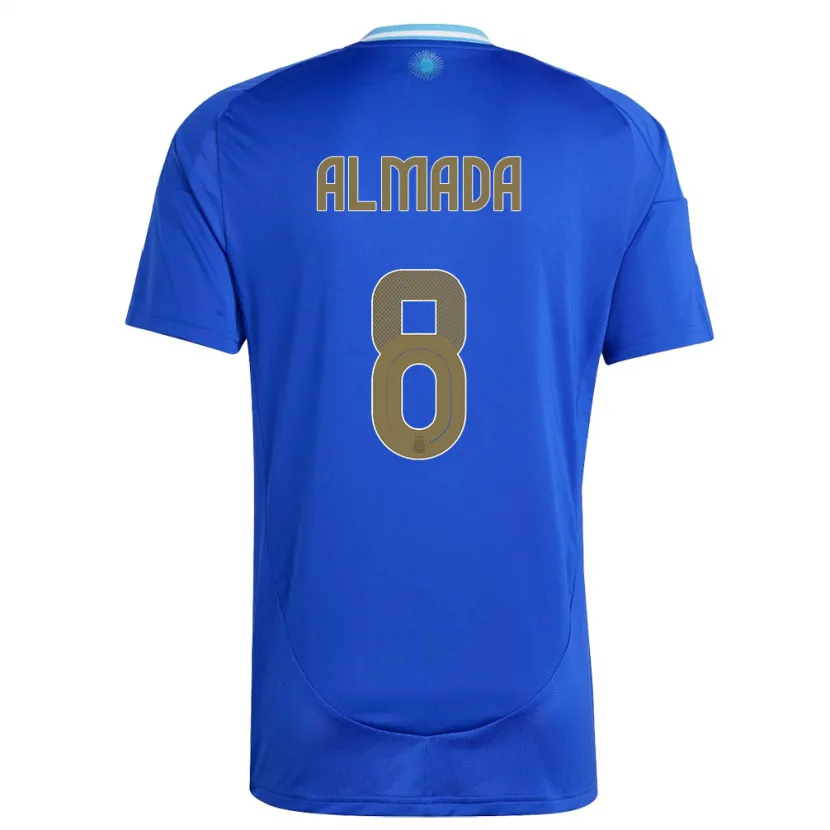 Danxen Børn Argentina Thiago Almada #8 Blå Udebane Spillertrøjer 24-26 Trøje T-Shirt