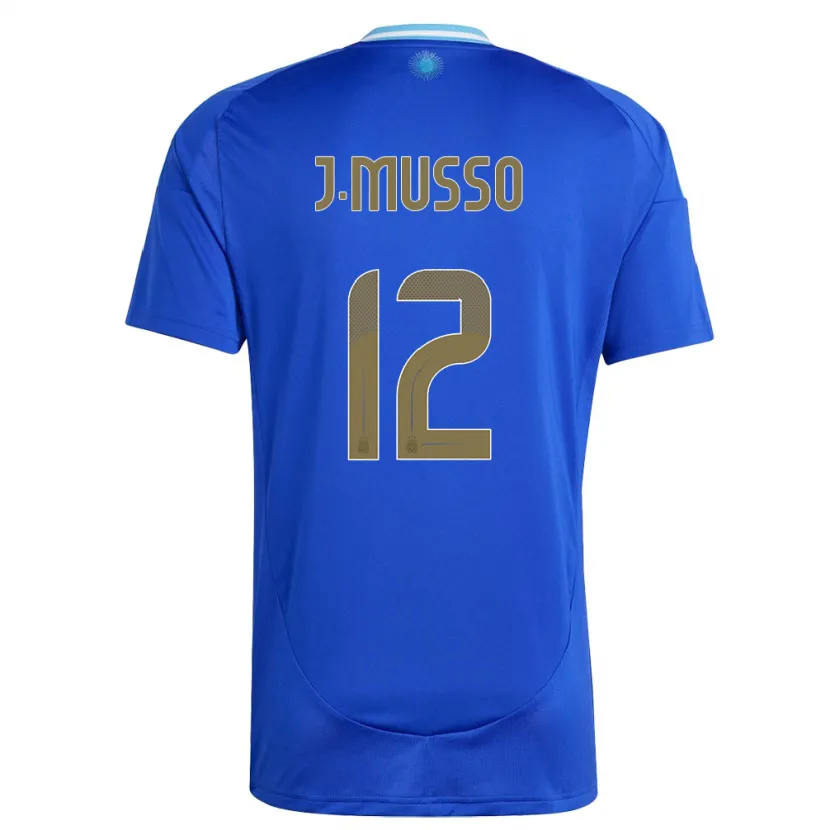 Danxen Børn Argentina Juan Musso #12 Blå Udebane Spillertrøjer 24-26 Trøje T-Shirt