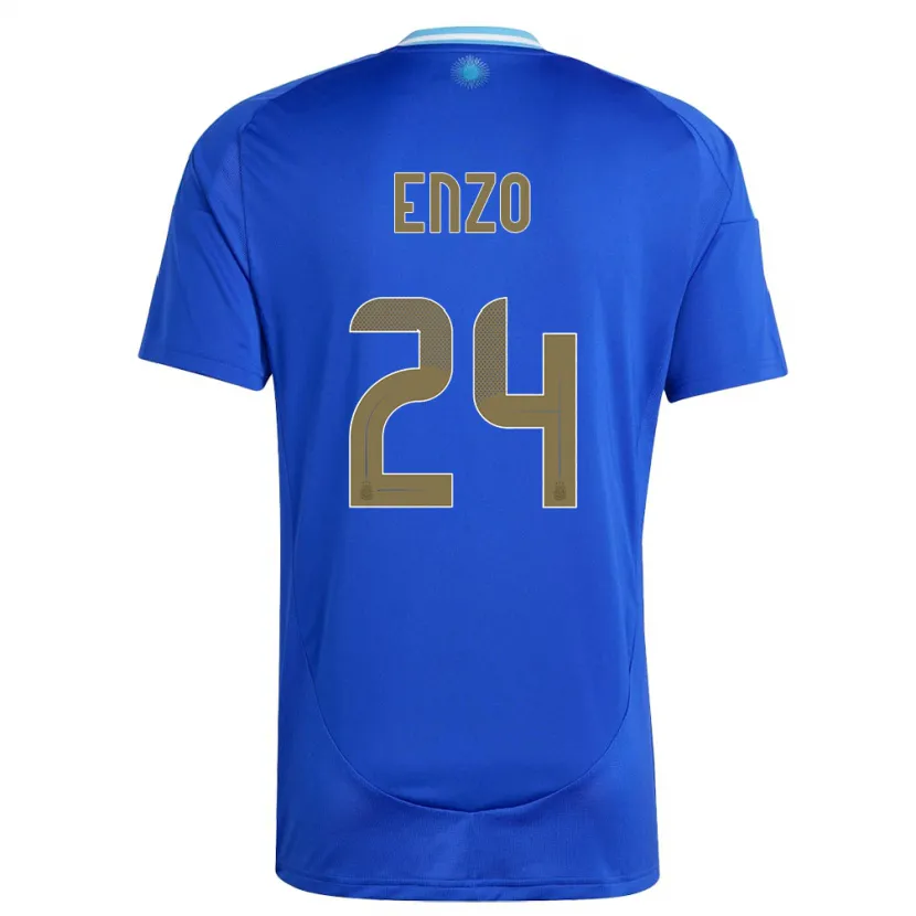 Danxen Børn Argentina Enzo Fernandez #24 Blå Udebane Spillertrøjer 24-26 Trøje T-Shirt