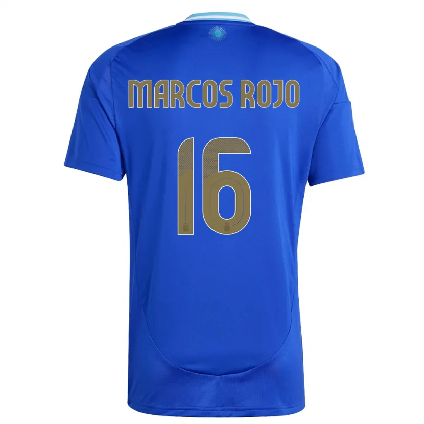 Danxen Børn Argentina Marcos Rojo #16 Blå Udebane Spillertrøjer 24-26 Trøje T-Shirt