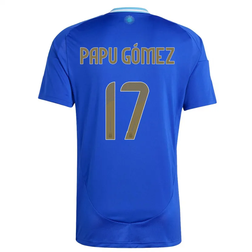 Danxen Børn Argentina Papu Gomez #17 Blå Udebane Spillertrøjer 24-26 Trøje T-Shirt