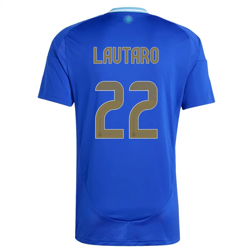 Danxen Børn Argentina Lautaro Martinez #22 Blå Udebane Spillertrøjer 24-26 Trøje T-Shirt