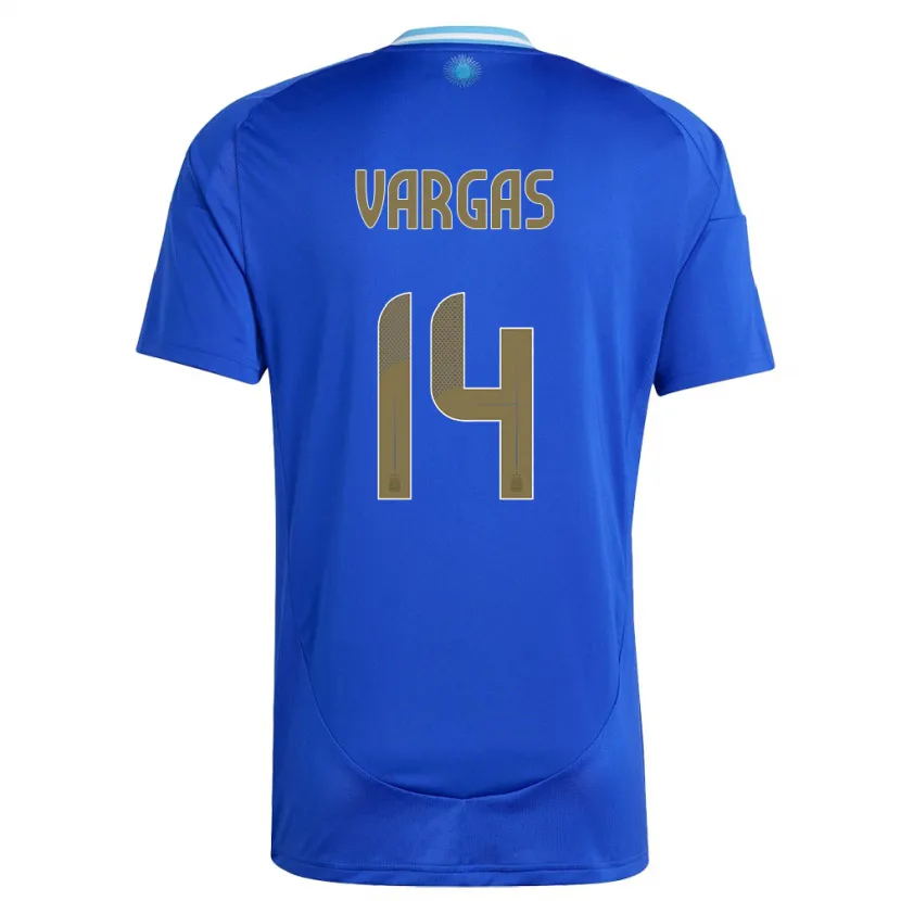 Danxen Børn Argentina Agustina Vargas #14 Blå Udebane Spillertrøjer 24-26 Trøje T-Shirt