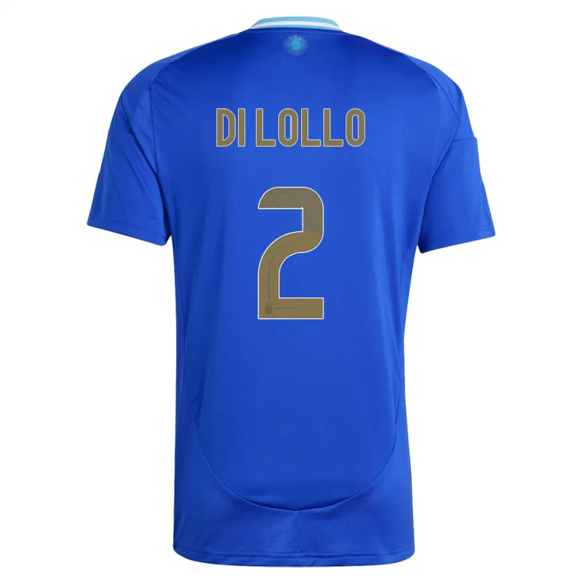 Danxen Børn Argentina Lautaro Di Lollo #2 Blå Udebane Spillertrøjer 24-26 Trøje T-Shirt