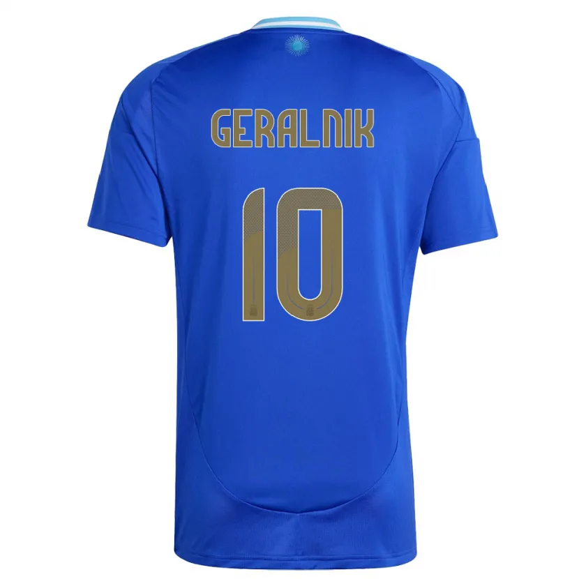 Danxen Børn Argentina Tiago Geralnik #10 Blå Udebane Spillertrøjer 24-26 Trøje T-Shirt