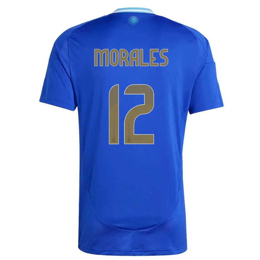 Danxen Børn Argentina Lautaro Morales #12 Blå Udebane Spillertrøjer 24-26 Trøje T-Shirt