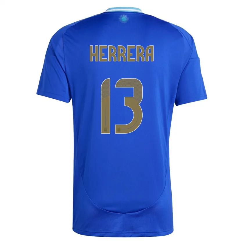 Danxen Børn Argentina Marcelo Herrera #13 Blå Udebane Spillertrøjer 24-26 Trøje T-Shirt