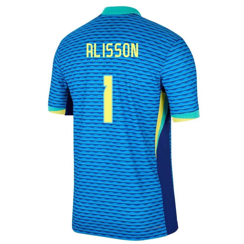 Danxen Børn Brasilien Alisson #1 Blå Udebane Spillertrøjer 24-26 Trøje T-Shirt