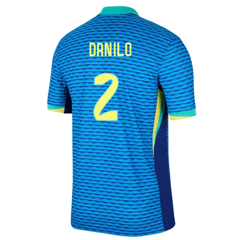 Danxen Børn Brasilien Danilo #2 Blå Udebane Spillertrøjer 24-26 Trøje T-Shirt