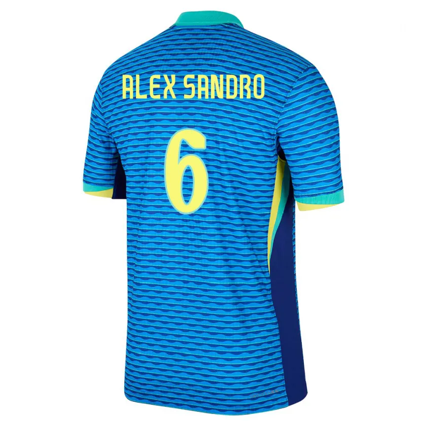 Danxen Børn Brasilien Alex Sandro #6 Blå Udebane Spillertrøjer 24-26 Trøje T-Shirt