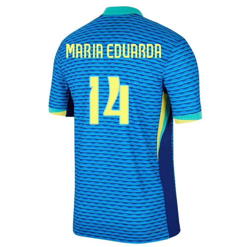 Danxen Børn Brasilien Maria Eduarda #14 Blå Udebane Spillertrøjer 24-26 Trøje T-Shirt