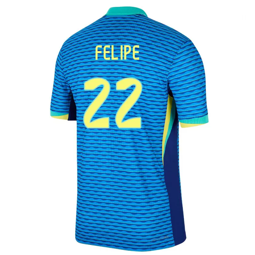 Danxen Børn Brasilien Cayo Felipe #22 Blå Udebane Spillertrøjer 24-26 Trøje T-Shirt