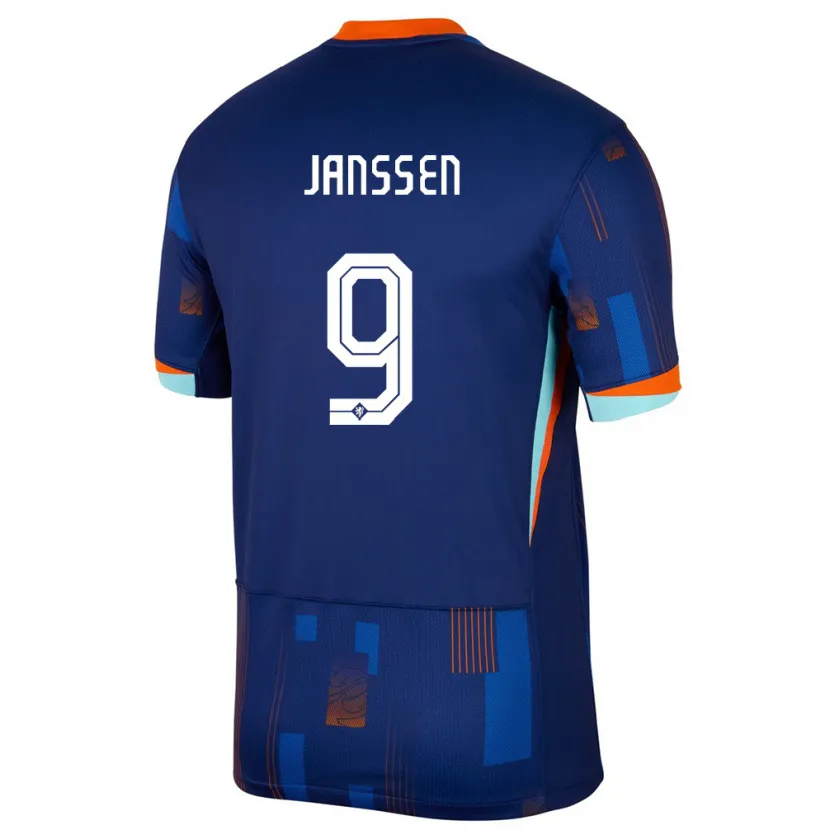 Danxen Børn Holland Vincent Janssen #9 Blå Udebane Spillertrøjer 24-26 Trøje T-Shirt