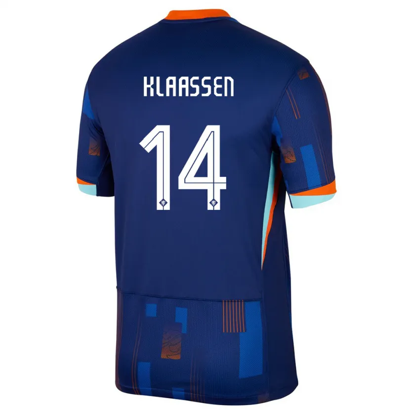 Danxen Børn Holland Davy Klaassen #14 Blå Udebane Spillertrøjer 24-26 Trøje T-Shirt