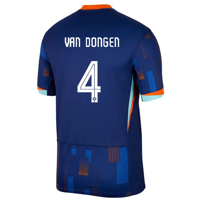 Danxen Børn Holland Merel Van Dongen #4 Blå Udebane Spillertrøjer 24-26 Trøje T-Shirt