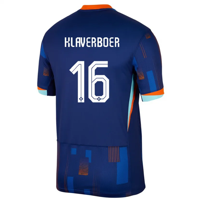 Danxen Børn Holland Bernt Klaverboer #16 Blå Udebane Spillertrøjer 24-26 Trøje T-Shirt