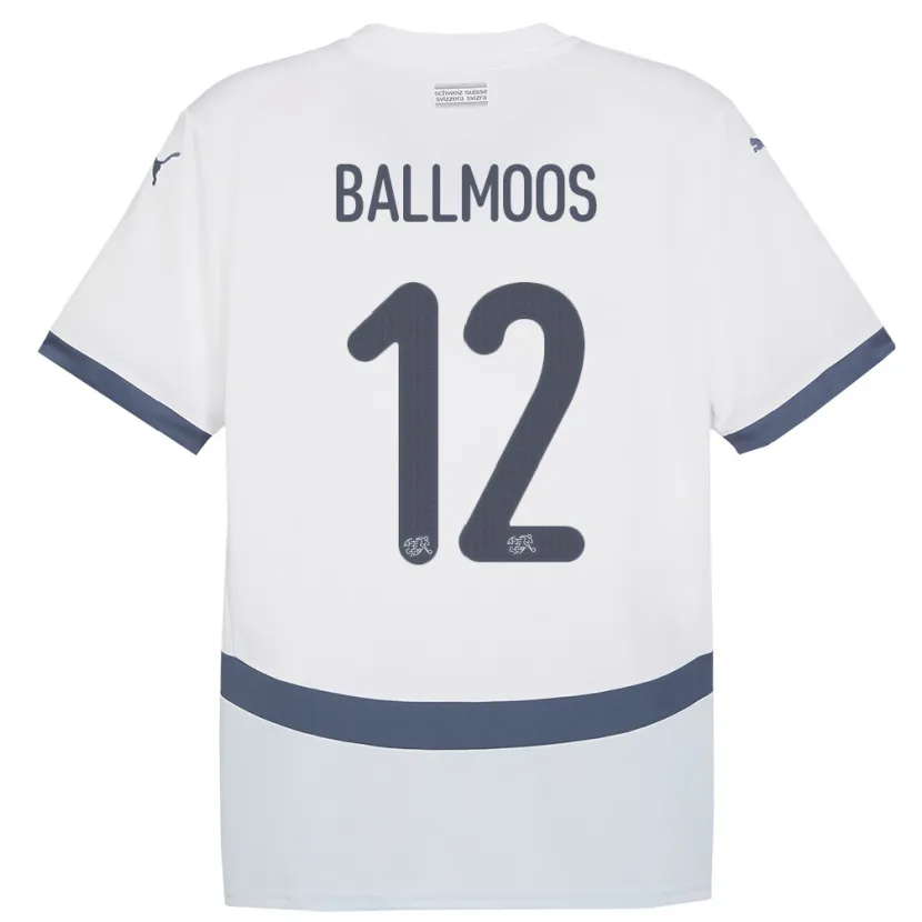 Danxen Børn Schweiz David Von Ballmoos #12 Hvid Udebane Spillertrøjer 24-26 Trøje T-Shirt