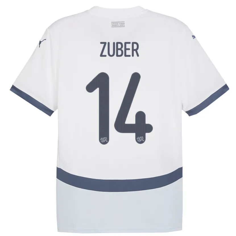 Danxen Børn Schweiz Steven Zuber #14 Hvid Udebane Spillertrøjer 24-26 Trøje T-Shirt