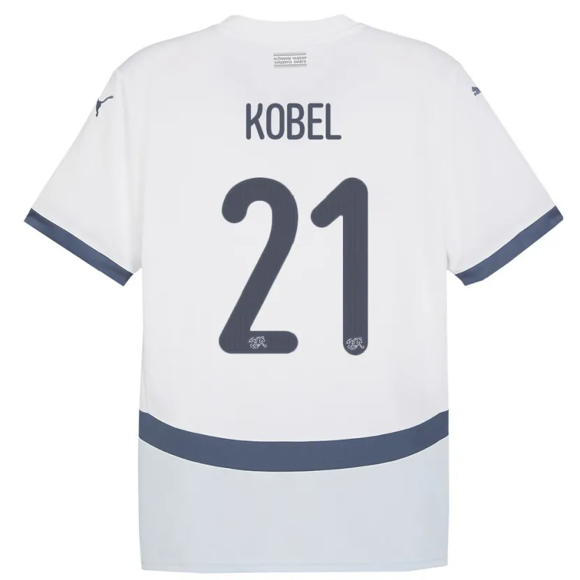 Danxen Børn Schweiz Gregor Kobel #21 Hvid Udebane Spillertrøjer 24-26 Trøje T-Shirt