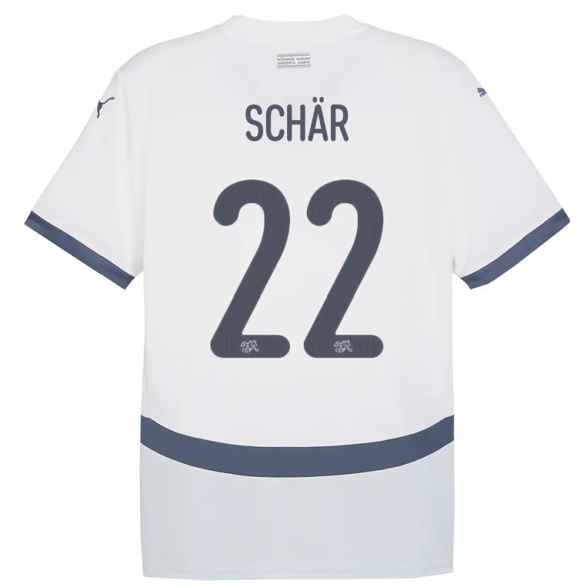 Danxen Børn Schweiz Fabian Schar #22 Hvid Udebane Spillertrøjer 24-26 Trøje T-Shirt