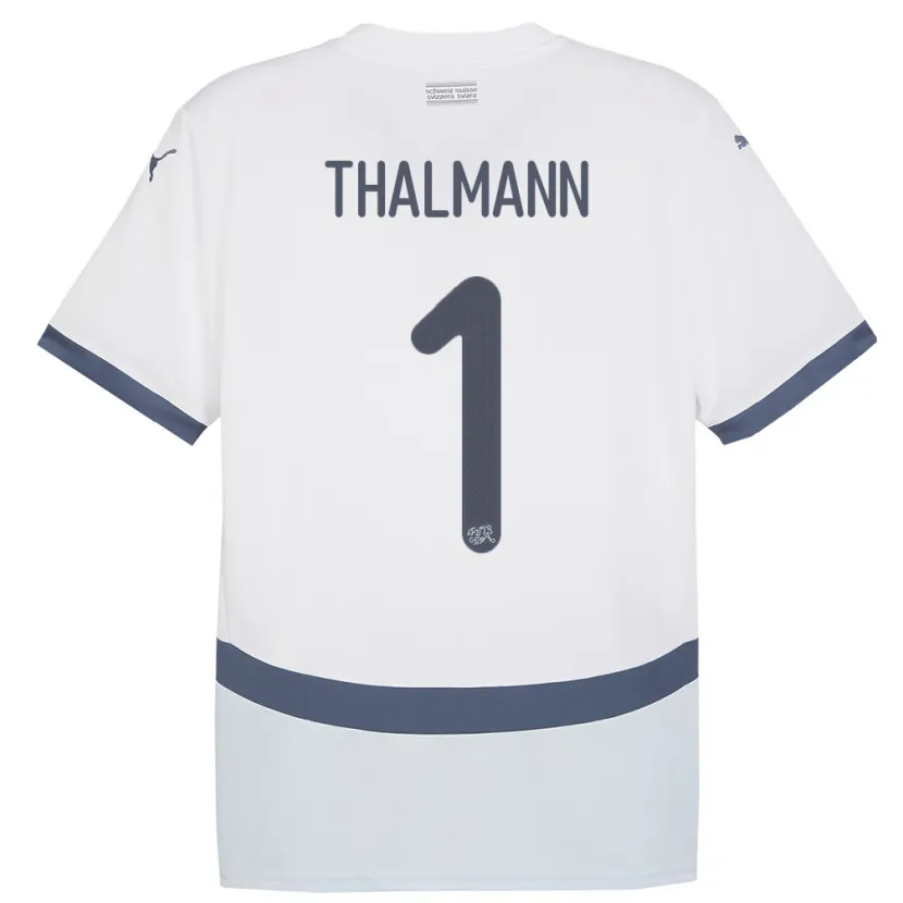 Danxen Børn Schweiz Gaelle Thalmann #1 Hvid Udebane Spillertrøjer 24-26 Trøje T-Shirt