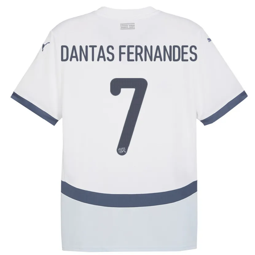 Danxen Børn Schweiz Ronaldo Dantas Fernandes #7 Hvid Udebane Spillertrøjer 24-26 Trøje T-Shirt