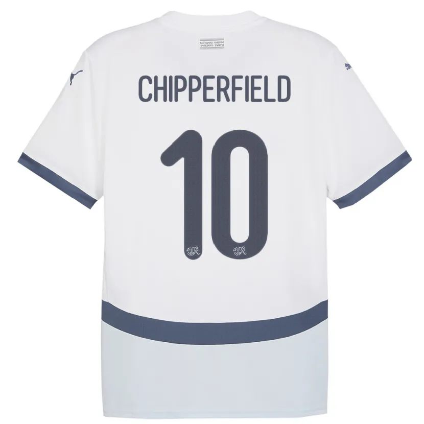 Danxen Børn Schweiz Liam Chipperfield #10 Hvid Udebane Spillertrøjer 24-26 Trøje T-Shirt