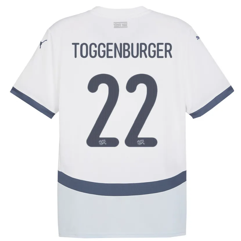 Danxen Børn Schweiz Nando Toggenburger #22 Hvid Udebane Spillertrøjer 24-26 Trøje T-Shirt