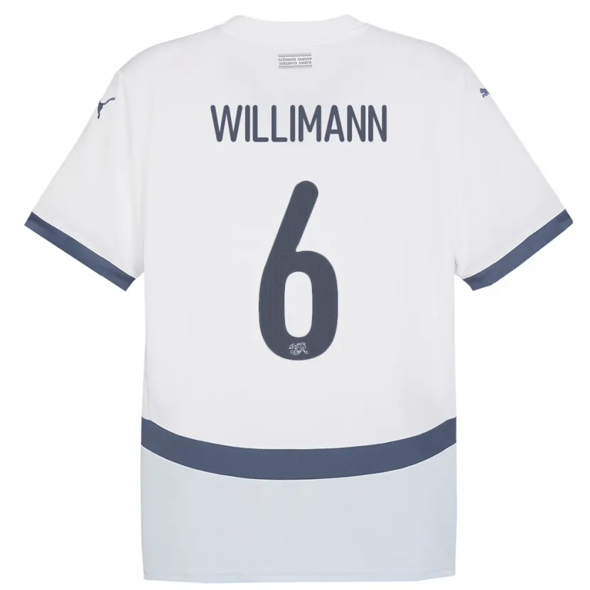 Danxen Børn Schweiz Mauricio Willimann #6 Hvid Udebane Spillertrøjer 24-26 Trøje T-Shirt