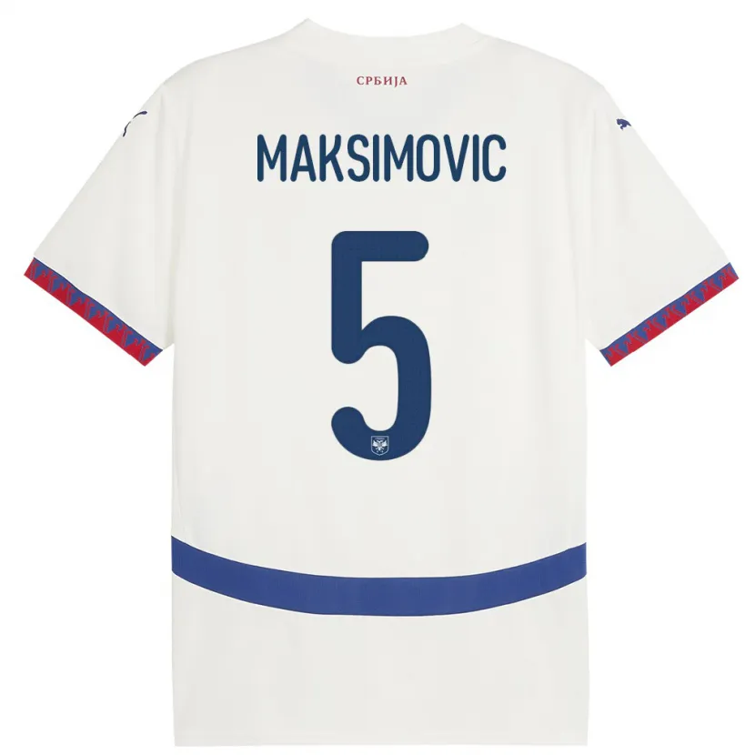 Danxen Børn Serbien Nemanja Maksimovic #5 Hvid Udebane Spillertrøjer 24-26 Trøje T-Shirt