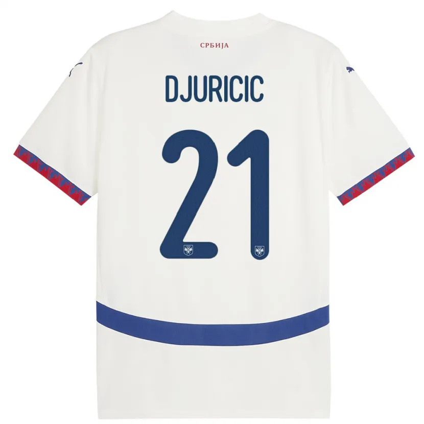 Danxen Børn Serbien Filip Djuricic #21 Hvid Udebane Spillertrøjer 24-26 Trøje T-Shirt