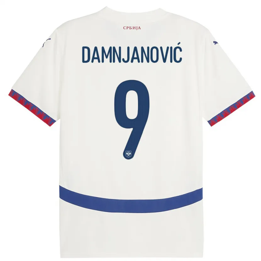 Danxen Børn Serbien Jovana Damnjanovic #9 Hvid Udebane Spillertrøjer 24-26 Trøje T-Shirt