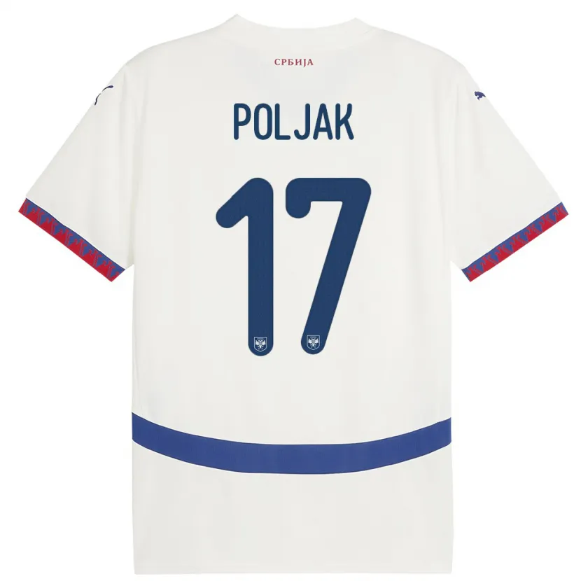 Danxen Børn Serbien Allegra Poljak #17 Hvid Udebane Spillertrøjer 24-26 Trøje T-Shirt