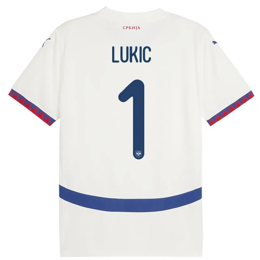 Danxen Børn Serbien Ognjen Lukic #1 Hvid Udebane Spillertrøjer 24-26 Trøje T-Shirt