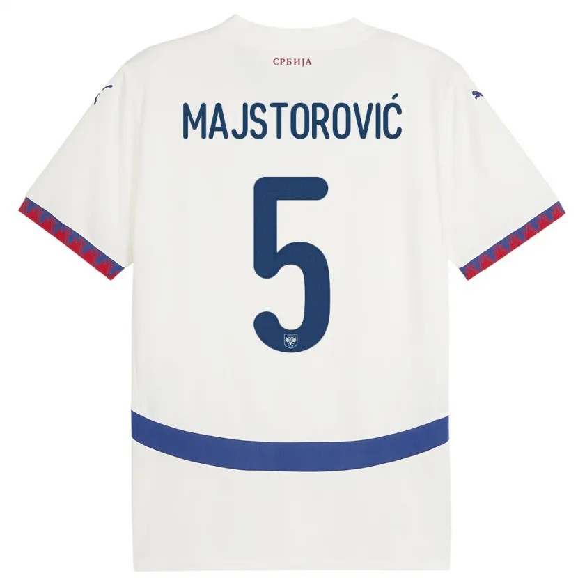 Danxen Børn Serbien Milan Majstorovic #5 Hvid Udebane Spillertrøjer 24-26 Trøje T-Shirt